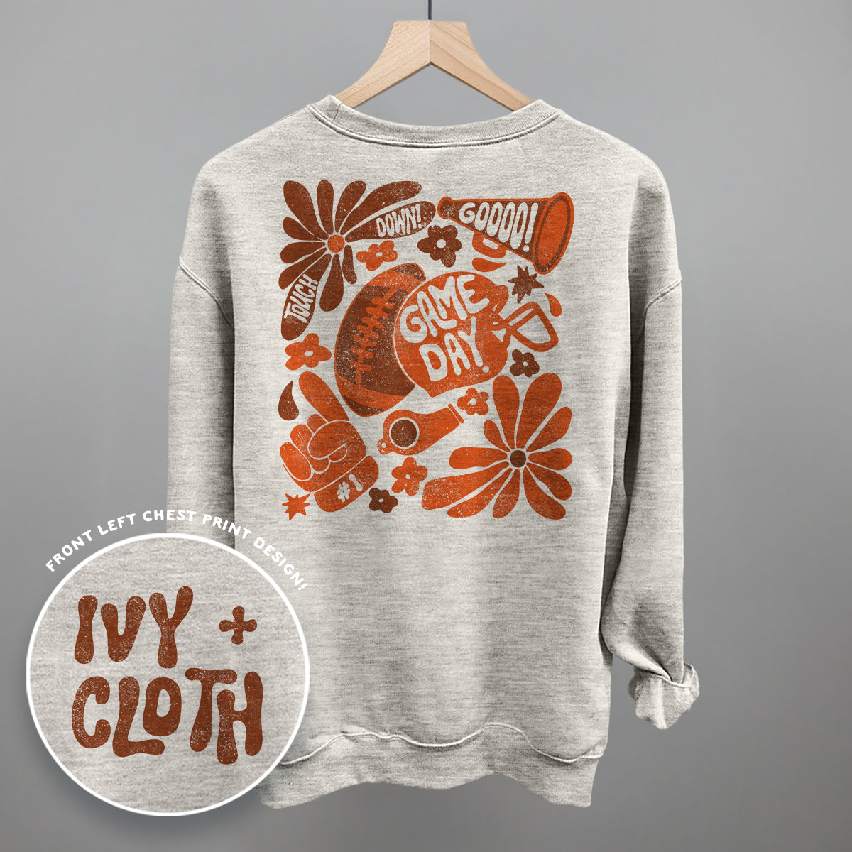 Floral Game Day Orange (Back Print)